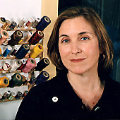 Quilt artist, Kate Adams, in her studio in Kennebunkport Maine